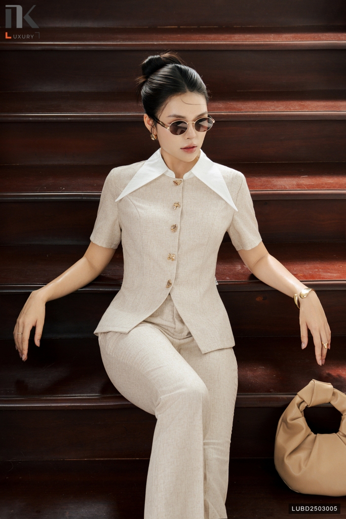 Set áo phối cổ + quần July cực đỉnh LUBD2503005