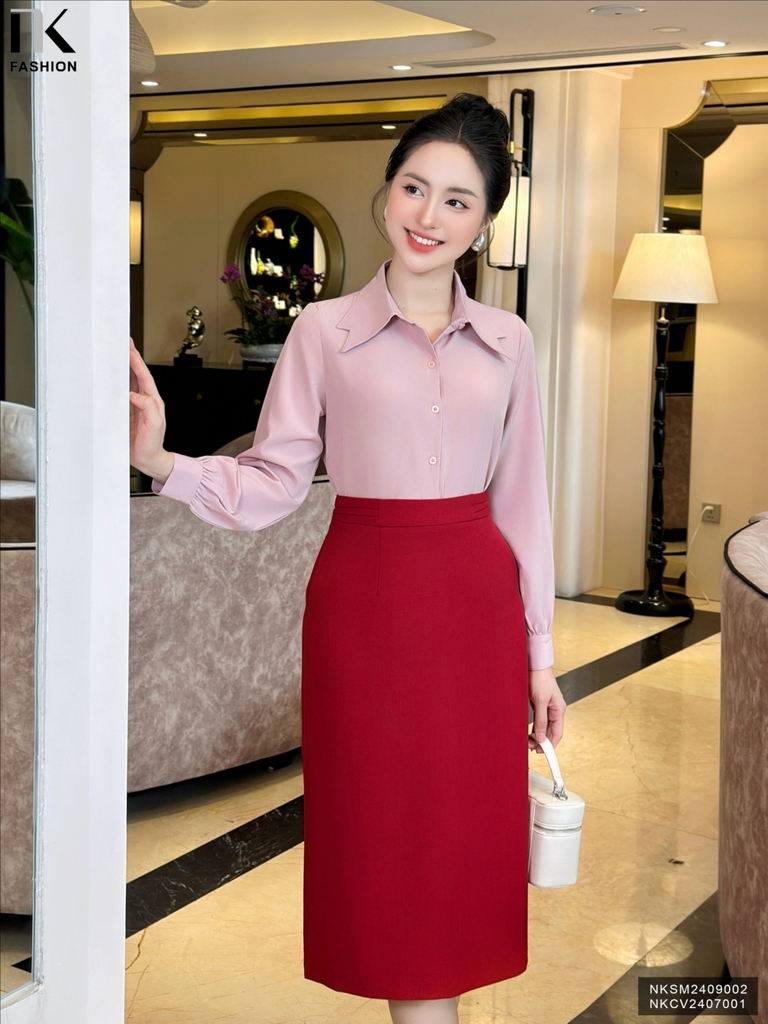 SƠ MI CỔ NƠ TAY BỒNG TRẺ TRUNG, THANH LỊCH NKSM2409002