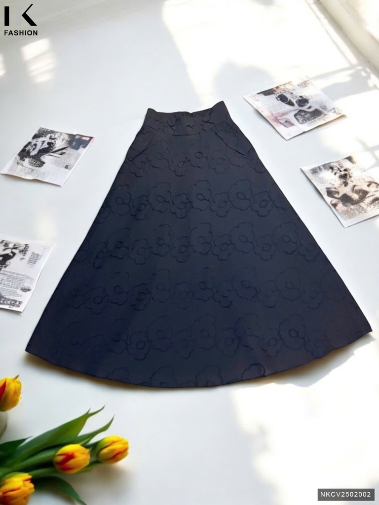 Chân Váy Xoè Dệt Nổi Sang Trọng, Nữ Tính Vải Mềm Mịn NKCV2502002