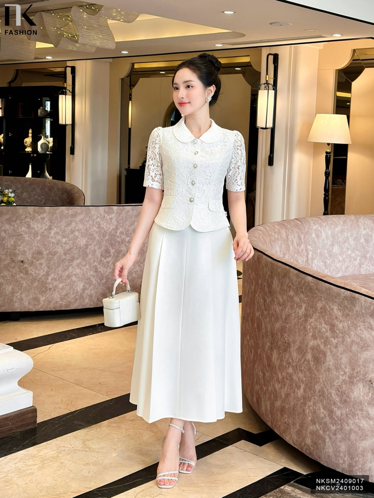 Áo ren cổ sen xinh xắn, sang chảnh NKSM2409017