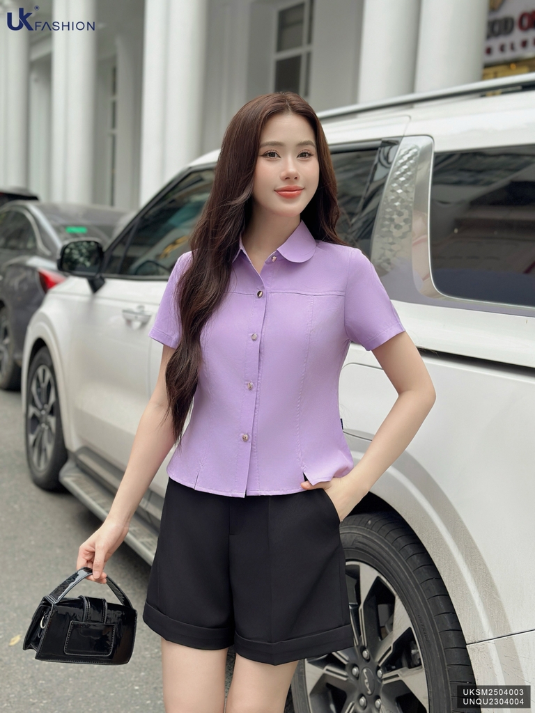 Sơ mi cổ sen can diễu kiểu dáng mới, cơ bản mà vẫn sang UKSM2504003