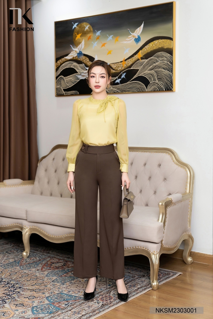 Áo Sơ Mi Dài Tay Tơ Nơ Cổ NK Fashion Công Sở Nữ Thanh Lịch Vải Mềm Mịn NKSM2303001