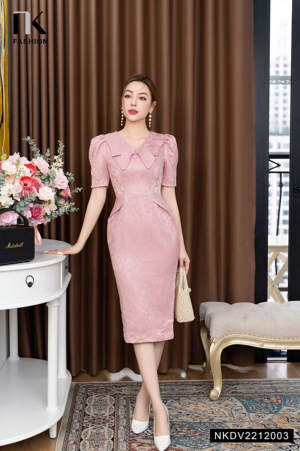 Đầm Bút Chì Gấm NK Fashion cao cấp, cực hack dáng cho mọi cô gái NKDV2212003