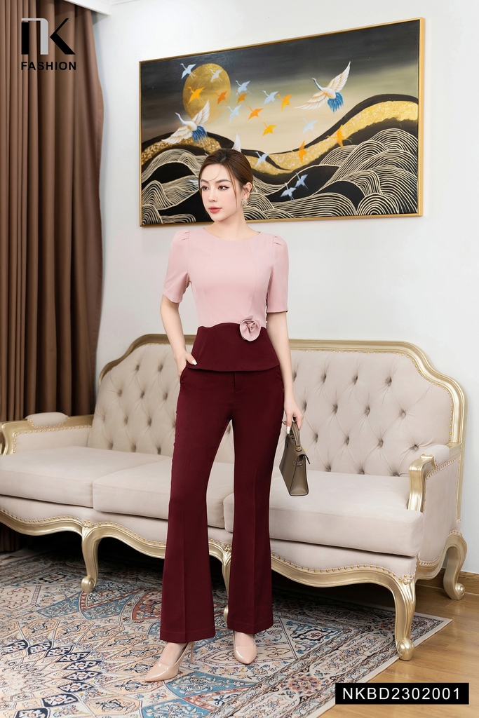Bộ Đồ Phối Màu Hoa Eo NKBD2302001