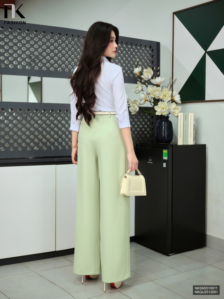 Quần ống rộng xếp ly Nk thoải mái, sang xịn, dễ mặc NKQU2512001