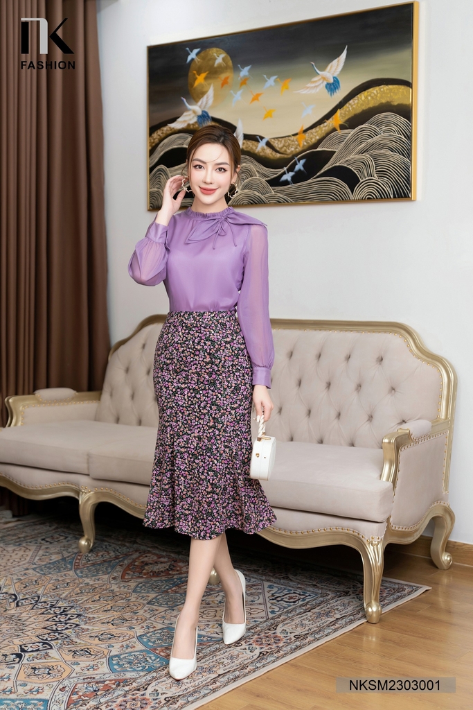 Áo Sơ Mi Dài Tay Tơ Nơ Cổ NK Fashion Công Sở Nữ Thanh Lịch Vải Mềm Mịn NKSM2303001