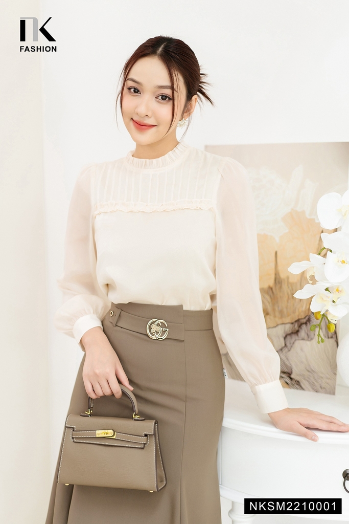 NK FASHION Áo Sơ Mi Dài Tay Bèo Ngực NKSM2210001