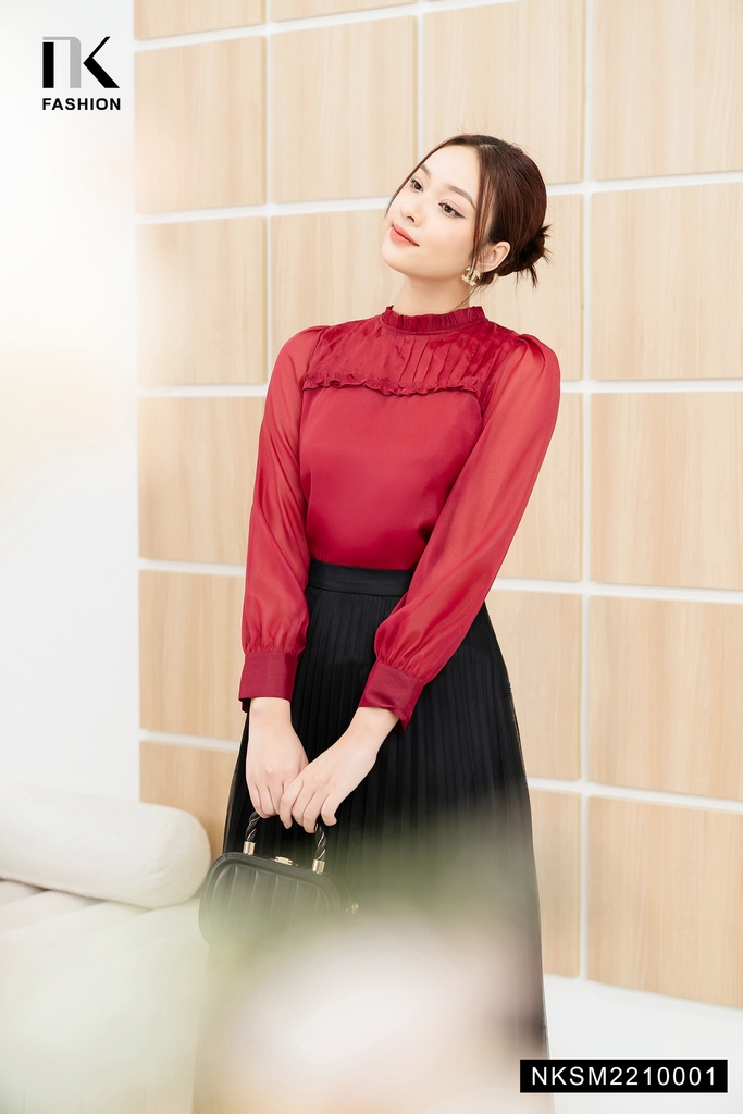 NK FASHION Áo Sơ Mi Dài Tay Bèo Ngực NKSM2210001