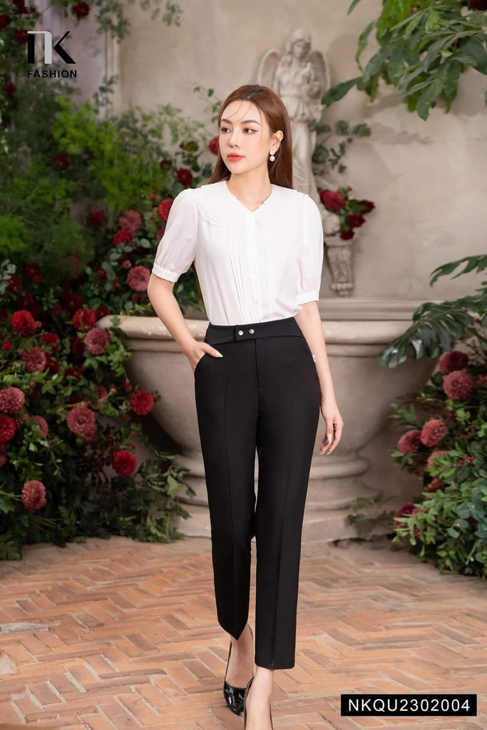 NK FASHION Quần Ống Đứng Cạp Kiểu Hai Cúc Đồng NKQU2302004