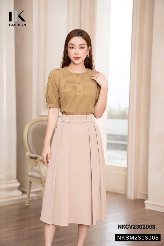 Áo Sơ Mi Cộc Tay Cổ Xếp 3 Cúc NKSM2303005