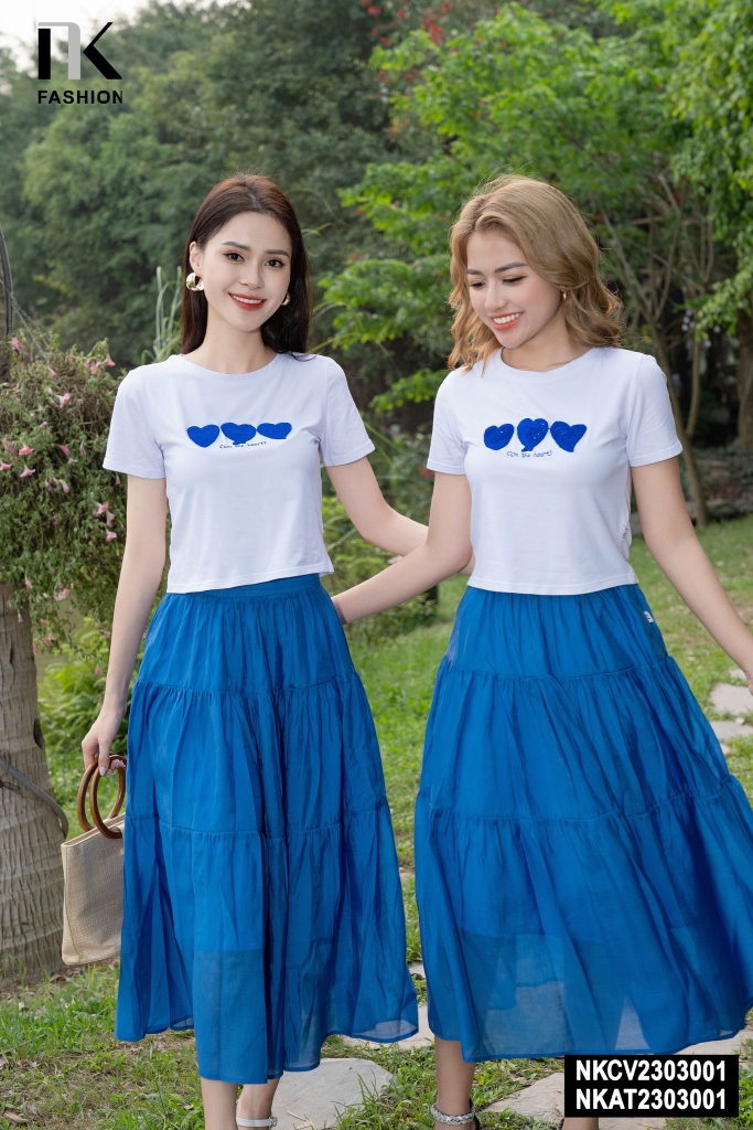 Áo Thun Croptop Ôm Suông Thêu Trái Tim NK - Fashion NKAT2303001
