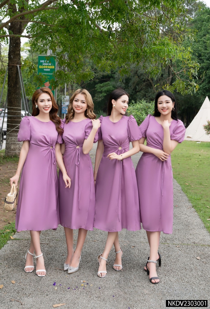 Đầm A Rút Eo Nữ Tính, Hack Dáng NK - Fashion NKDV2303001