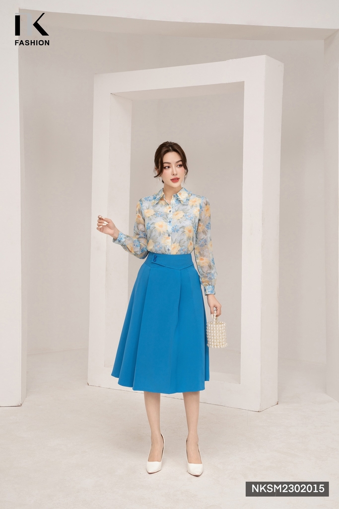 NK FASHION Áo Sơ Mi Dài Tay Hoa Bèo Cổ Đức NKSM2302015