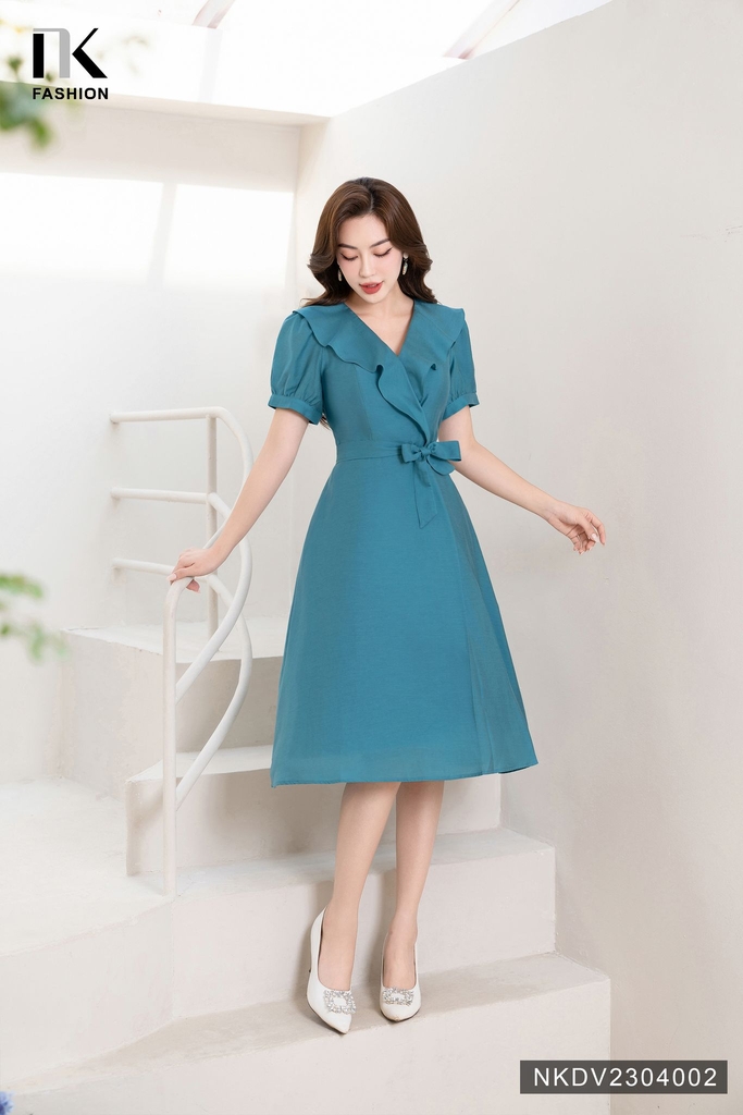 Đầm Xòe Bèo Xếp Eo Thương Hiệu NK - Fashion NKDV2304002