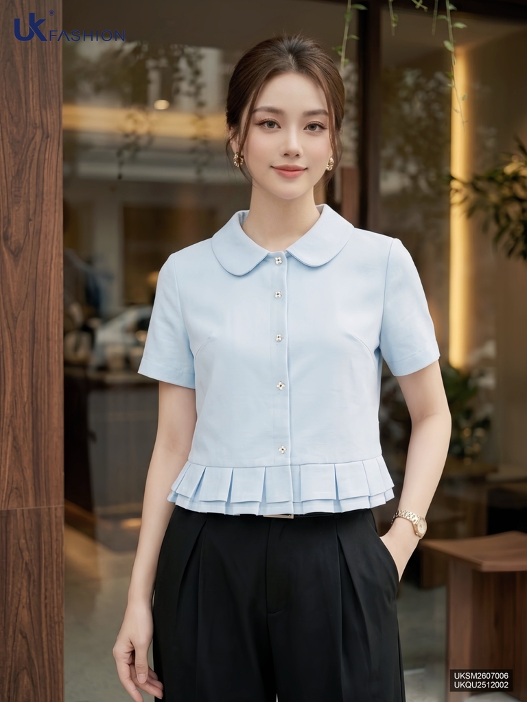 Sơ mi ly súp bèo gấu UKSM2607006 ( Áo rời không kèm CV/QU/PK)