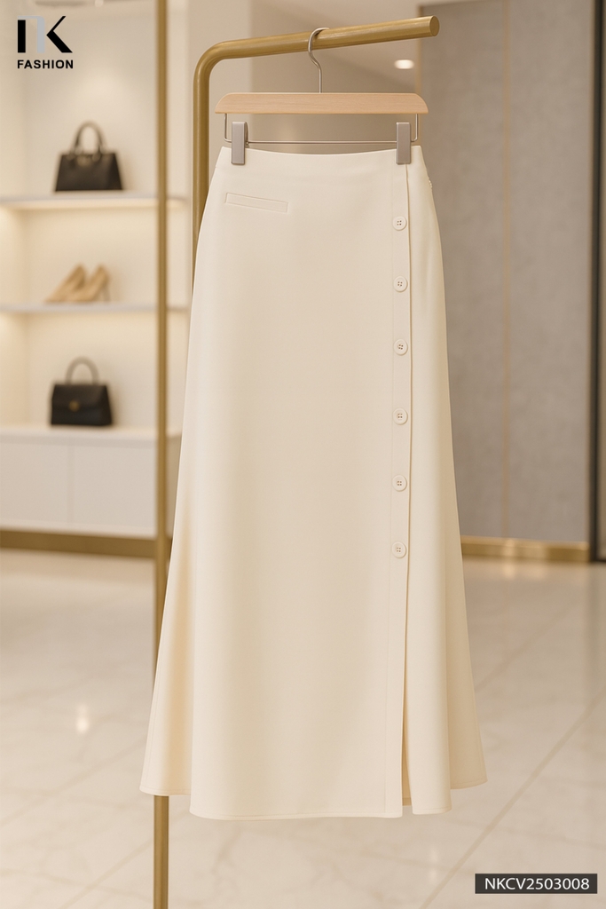Chân váy suông đuôi cá cúc bọc dễ mặc NKCV2503008