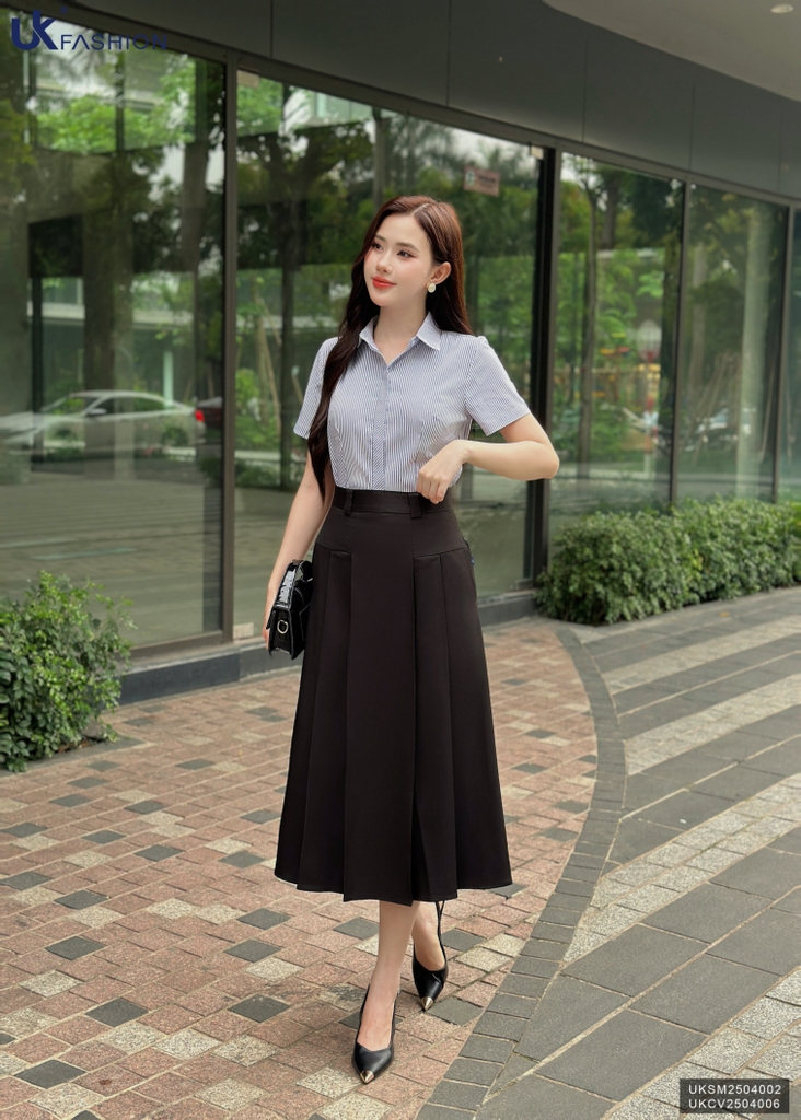 Chân váy xếp đỉa to kiểu dáng mới, dễ mặc UKCV2504006