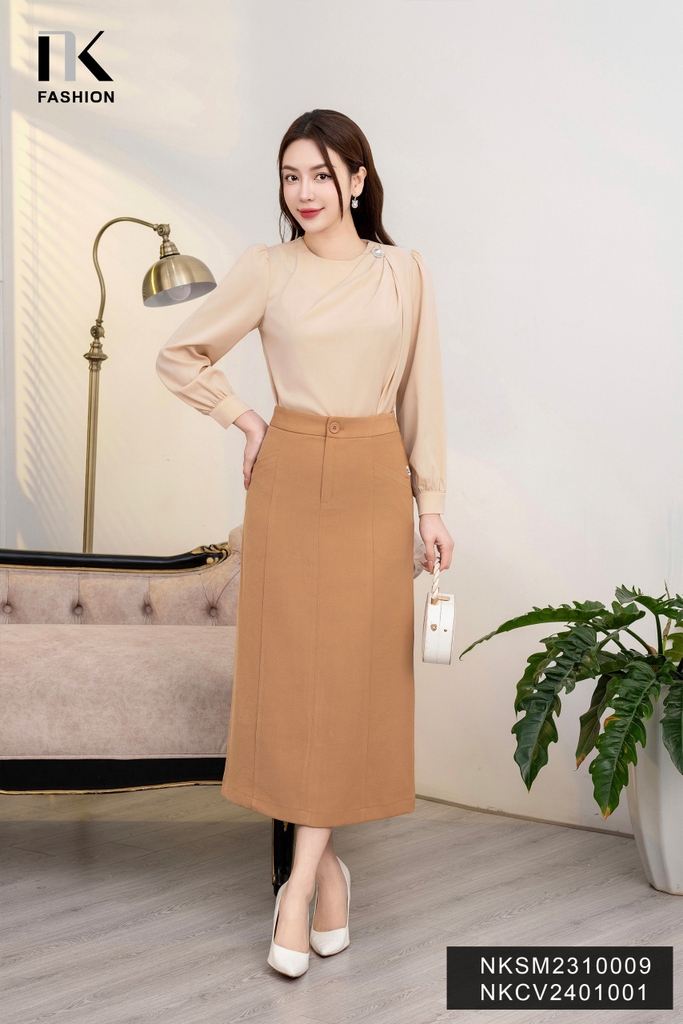 NK FASHION Áo Sơ Mi Xếp Sườn Luxury, Sang Chảnh NKSM2310009