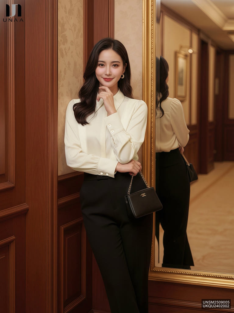 Sơ mi lụa mí vạt thân Unaa xinh xắn, dịu dàng, thanh lịch UNSM2509005