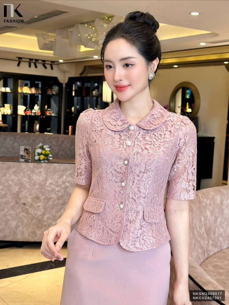 Áo ren cổ sen xinh xắn, sang chảnh NKSM2409017