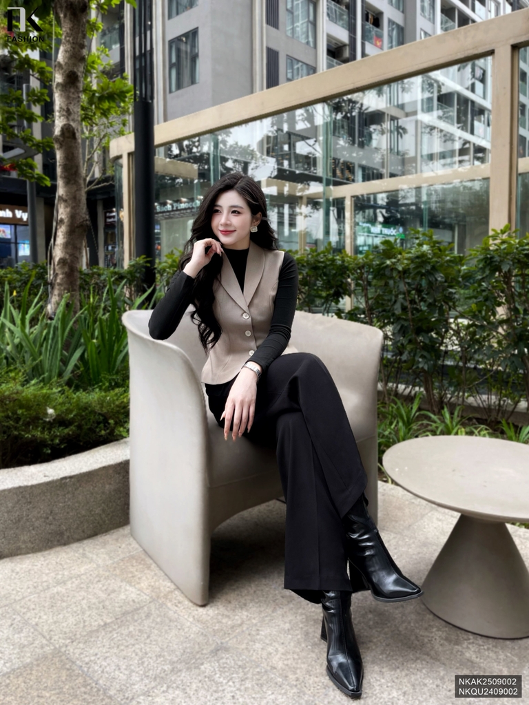 Gile 2 lớp cổ ve liền lịch sự, nhẹ nhàng NKAK2509002