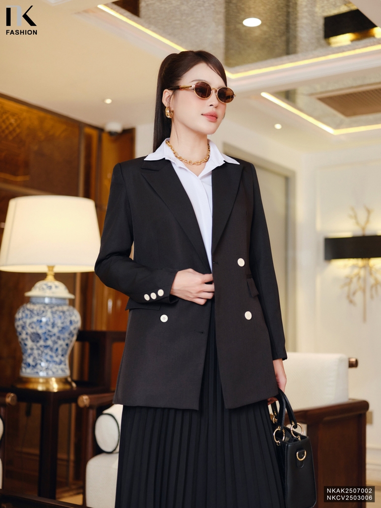 Vest Brazer dáng rộng 4 cúc siêu sang NKAK2507002