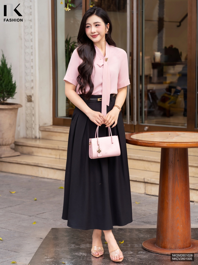 Châm váy xếp ly điệu đà, tôn dáng đẹp ngất ngây NKCV2601005