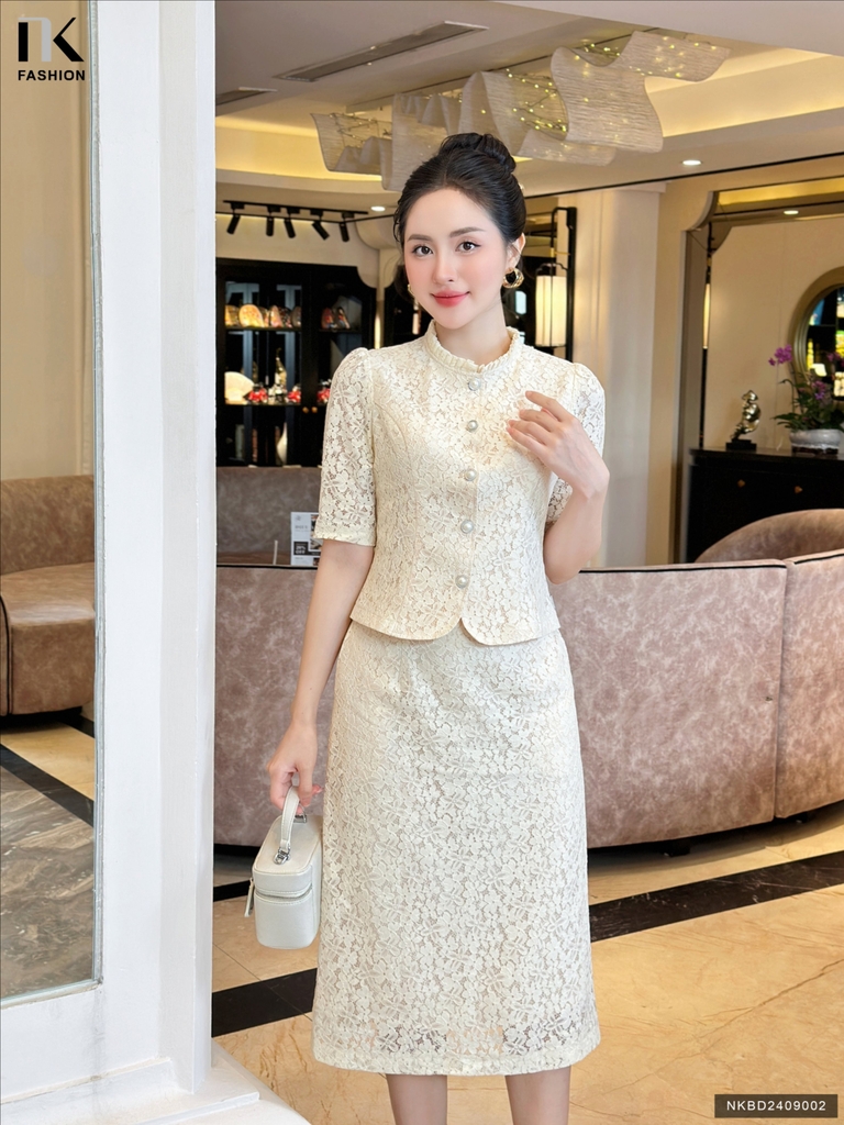 Set ren hoa nổi chân váy A sang xin NKBD2409002