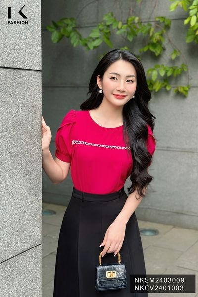 NK Fashion Sơ mi tay cánh bồng kê ren điệu đà, nữ tính, hợp thời trang NKSM2403009