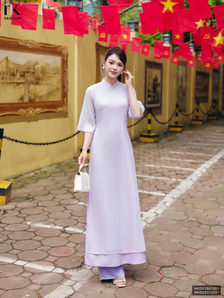 Áo dài 2 tà tơ ánh kim xinh điệu NKDV2507001 ( ko kèm quần + PK)