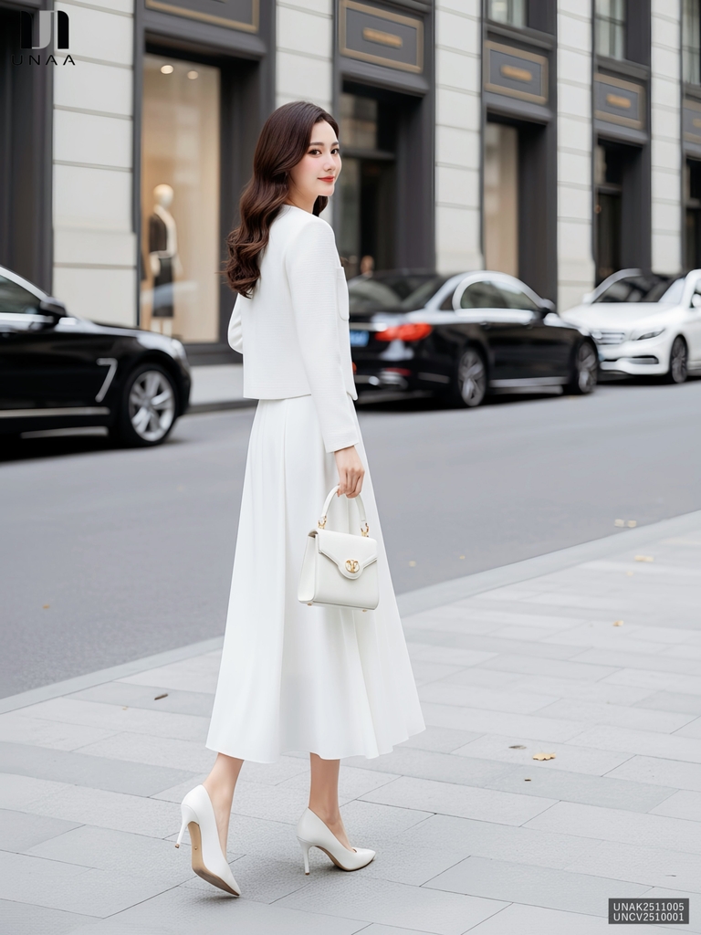 Áo khoác dạ cổ tròn 2 túi ốp dày dặn, ấm áp UNAK2511005