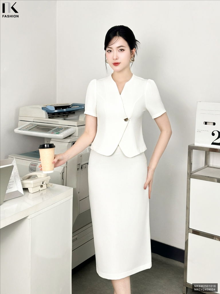 Áo Kí Giả Cúc Eo, Nhã Nhặn, Trẻ Trung NKSM2501016