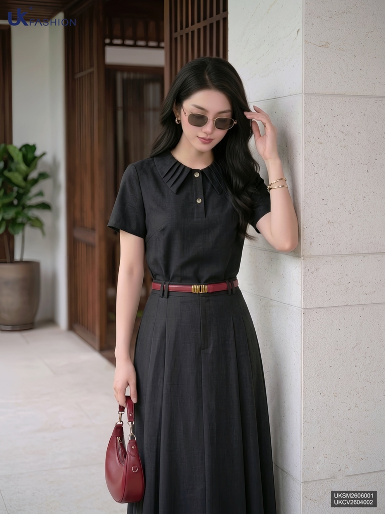 Chân váy Linen kiểu cách giả moi UKCV2604002 ( Chân váy rời ko kèm SM/AT/PK)