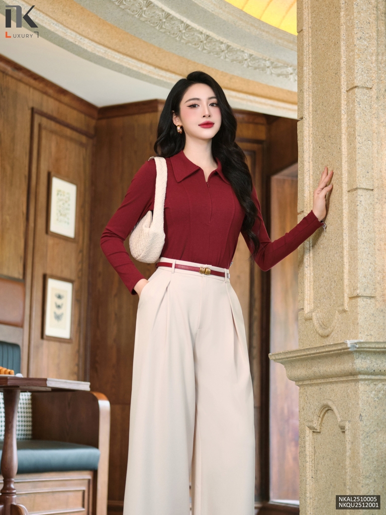 Quần ống rộng xếp ly Nk thoải mái, sang xịn, dễ mặc NKQU2512001