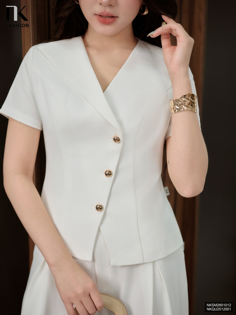 Ki giả cổ ve đơn 2 lớp dịu dàng NKSM2601012