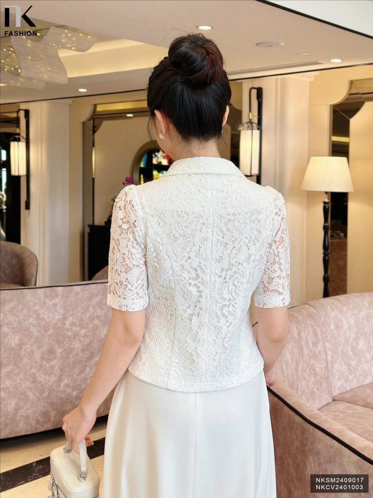 Áo ren cổ sen xinh xắn, sang chảnh NKSM2409017
