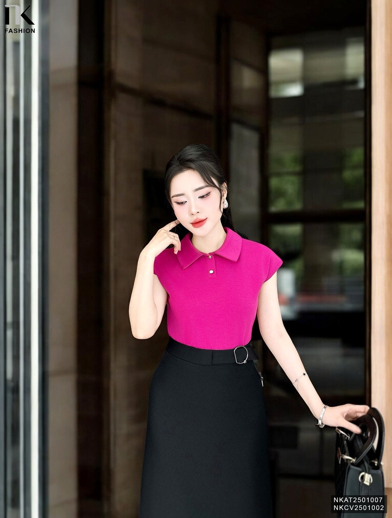 Áo Thun Vai Chờm Cổ Sen Thoải Mái, Nữ Tính Nàng Diện Hàng Ngày NKAT2501007