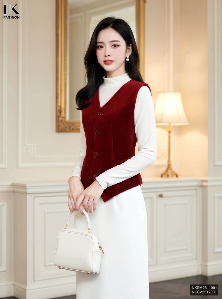 Áo Gile nhung cực sang, trẻ mà vẫn ấm áp NKSM2511001