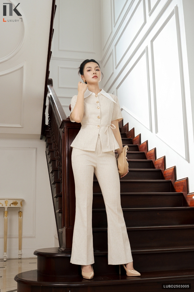 Set áo phối cổ + quần July cực đỉnh LUBD2503005