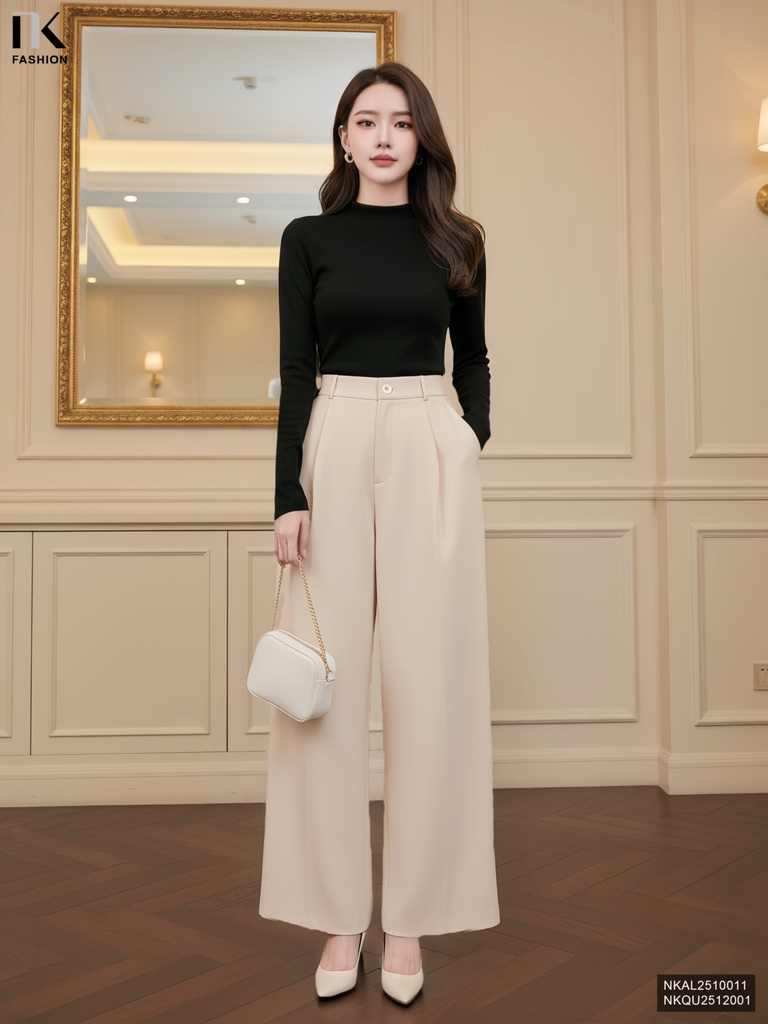 Quần ống rộng xếp ly Nk thoải mái, sang xịn, dễ mặc NKQU2512001