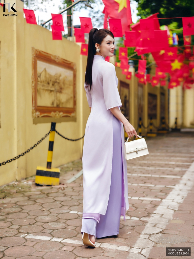 Áo dài 2 tà tơ ánh kim xinh điệu NKDV2507001 ( ko kèm quần + PK)
