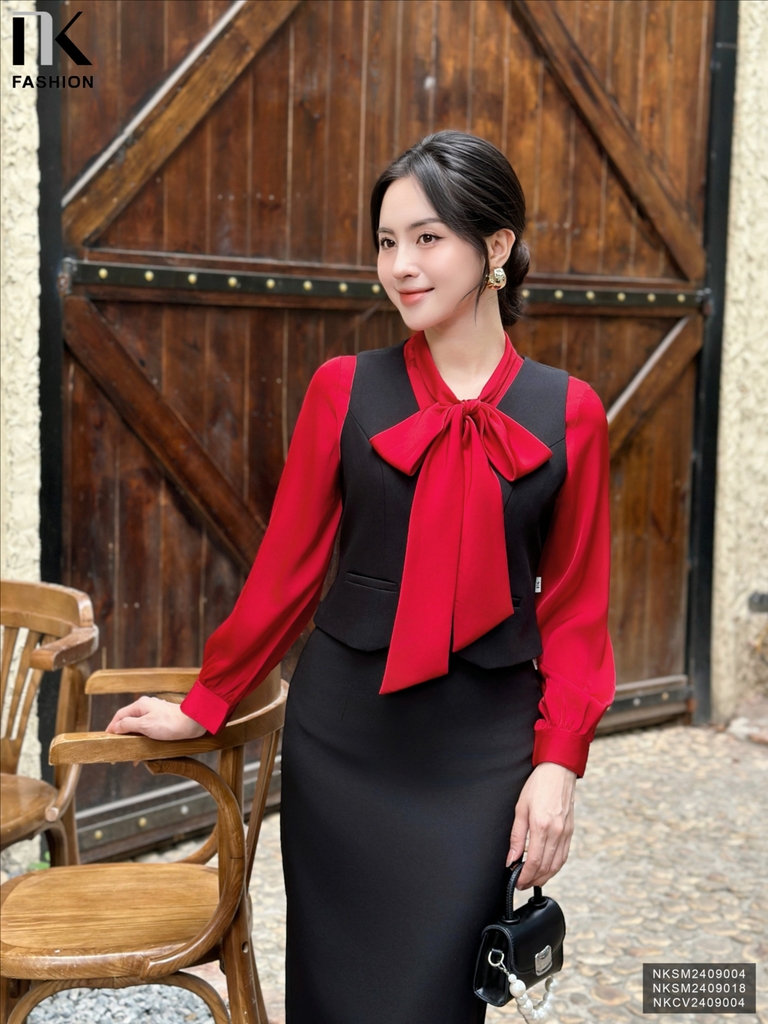 Sơ Mi Lụa Cổ Nơ NK FASHION Thời Trang Công Sở Trẻ Trung, Sang Trọng, Dễ Phối Đồ NKSM2409018
