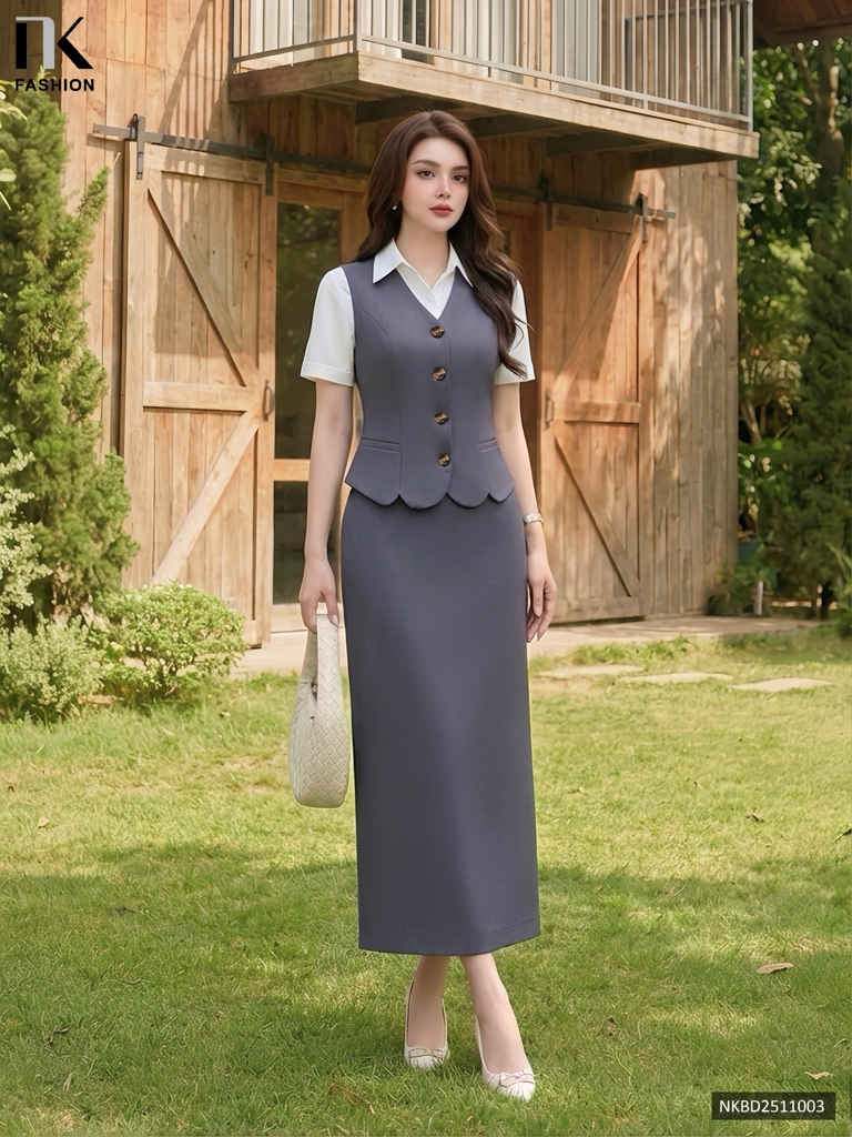 Set gile + chân váy a dài thanh lịch NKBD2511003
