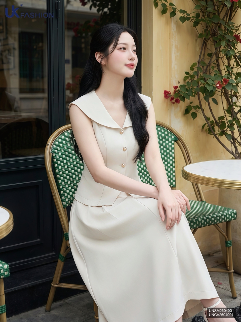 Sơ mi 7 mảnh cổ liền dáng tôn eo, điệu đẹp UNSM2604001