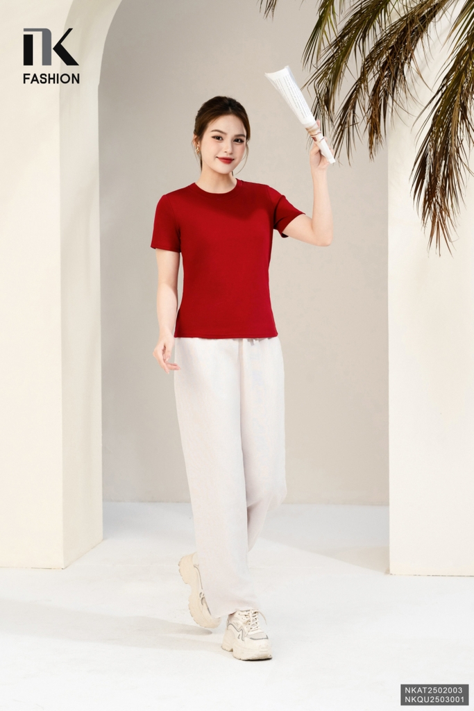 Áo Thun Cổ Tròn Croptop 25, Năng Động Vải Mềm Mịn NKAT2502005