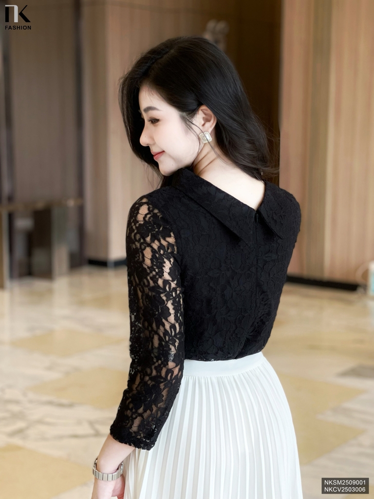 Áo ren cổ giếng súp gấu mới lạ, gọn gàng NKSM2509001