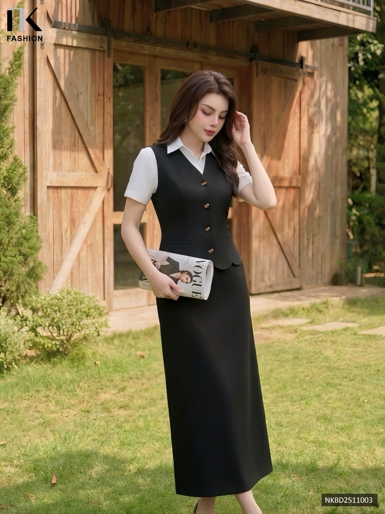 Set gile + chân váy a dài thanh lịch NKBD2511003