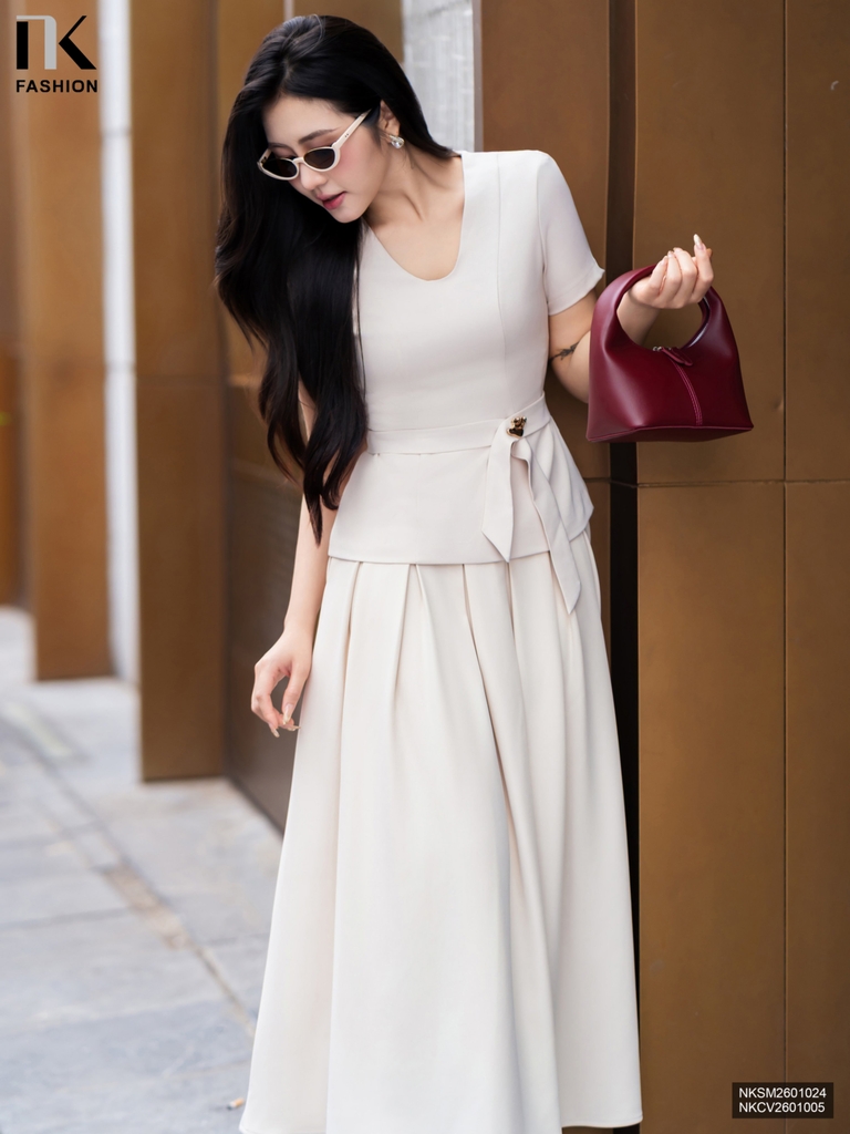 Châm váy xếp ly điệu đà, tôn dáng đẹp ngất ngây NKCV2601005