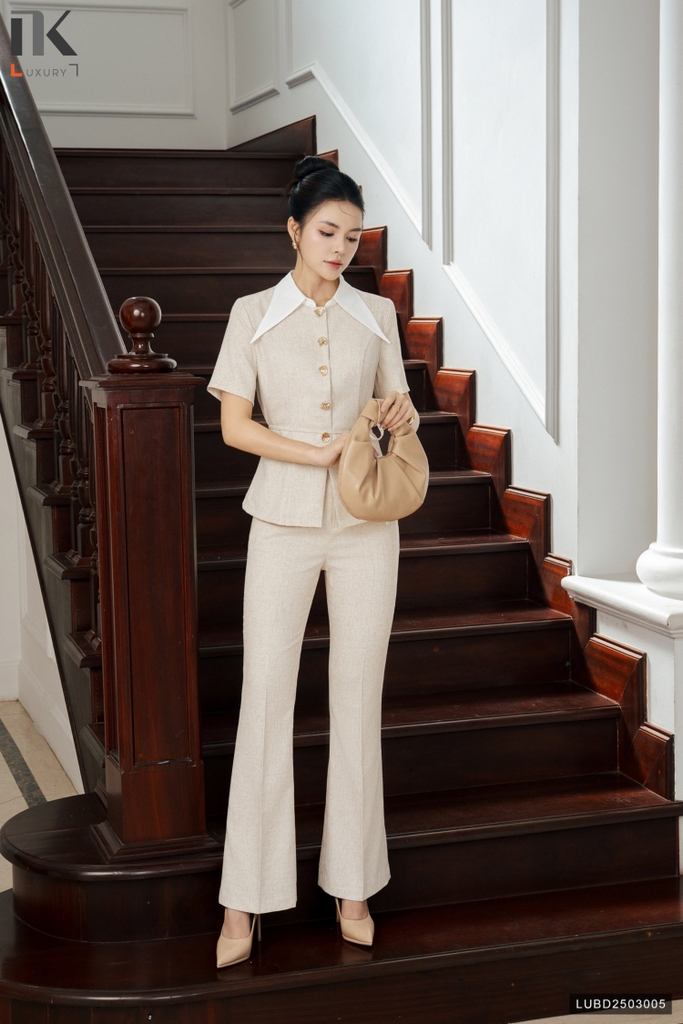 Set áo phối cổ + quần July cực đỉnh LUBD2503005