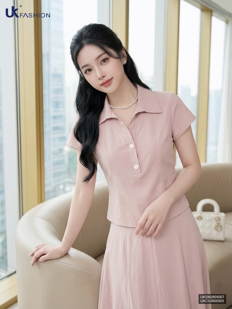 Sơ mi tay hến bổ trụ dịu dàng, nữ tính UKSM2605007 ( Không kèm chân váy + PK)